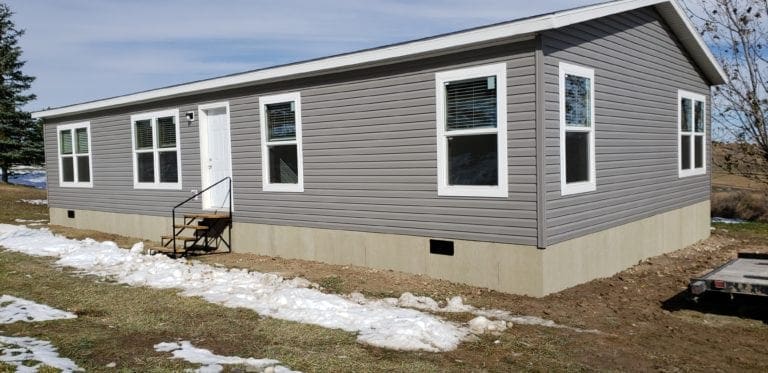 mobile home with grey siding